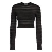 Gestreepte Gebreide Crop Top Nina Ricci , Black , Dames