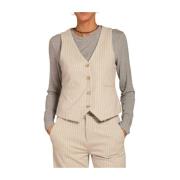 Gestreept jersey gilet Ellen Mason's , Beige , Dames