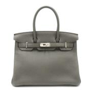 Pre-owned Leather handbags Hermès Vintage , Gray , Dames