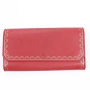 Pre-owned Leather wallets Cartier Vintage , Red , Dames