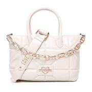 Gewatteerde Handtas met Kettingen Love Moschino , White , Dames