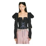 Crop Top met Vetersluiting en Ballonmouwen Vivienne Westwood , Black ,...