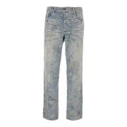 Blauw Denim Jacquard Destroy Fit Diesel , Blue , Heren