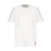 Witte Heren T-shirt met Geborduurd Logo Golden Goose , White , Heren