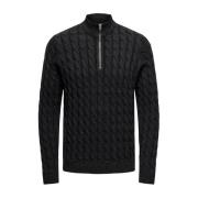 Kabel Half Zip Sweater Magnet Grijs Only & Sons , Gray , Heren