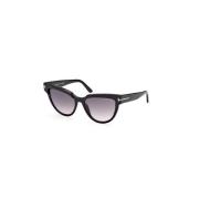 Zwarte Glanzende Frame Zonnebril Tom Ford , Black , Dames