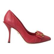 Rode Devotie Leren Hakken Pumps Schoenen Dolce & Gabbana , Red , Dames