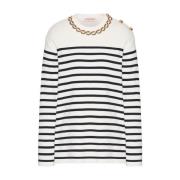 Stijlvolle Sweater met Uniek Design Valentino Garavani , White , Dames