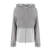 Dubbelstof Zip Sweatshirt met Verstelbare Capuchon Panicale , Gray , H...