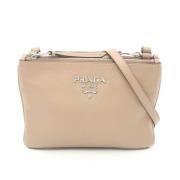 Pre-owned Leather shoulder-bags Prada Vintage , Beige , Dames