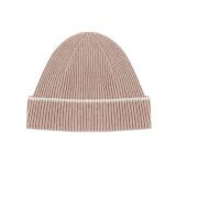 Kasjmier Beanie Hoed Ivoor Kameel Geribbeld Eleventy , Beige , Heren