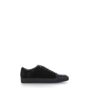 Zwarte Katoenen Sneakers Gepolijst Ronde Neus Lanvin , Black , Heren