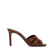 Elegante Leren Muiltjes Saint Laurent , Brown , Dames