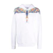 Zwarte Hoodie met Grafische Print Marcelo Burlon , White , Heren