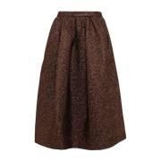 Polka Dot Jacquard Rok Metallic Glans Dries Van Noten , Brown , Dames