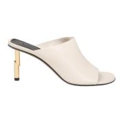 Muiltjes in melkkleurig leer met gouden hak Lanvin , White , Dames