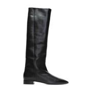 Zwarte Leren Enkellaarzen Saint Laurent , Black , Dames