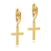 Womens Small Cross Earrings in Gold Nialaya , Yellow , Dames