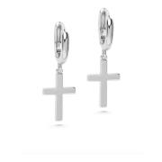 Womens Small Cross Earrings in Silver Nialaya , Gray , Dames