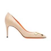 Hoge Leren Pumps Santoni , Beige , Dames