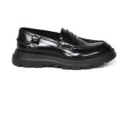 Zwarte Leren Loafers Verfeffect Giuliano Galiano , Black , Heren