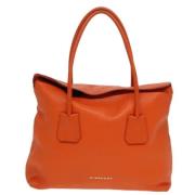 Pre-owned Leather handbags Burberry Vintage , Orange , Dames