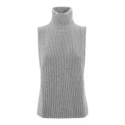 Kasjmiermix High-Necked Gilet Jas Max Mara Studio , Gray , Dames