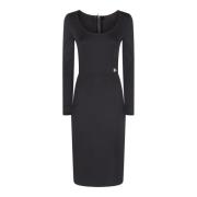 Zwarte en Grijze Midi Dagjurk Dolce & Gabbana , Black , Dames