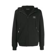 Zwarte Jersey Zip-up Hoodie Dolce & Gabbana , Black , Heren