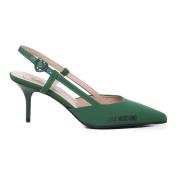 Groene Stiletto Platte Schoenen Love Moschino , Green , Dames