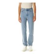 High Waist Straight Fit Jeans Nudie Jeans , Blue , Dames