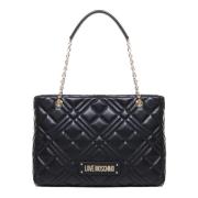 Zwarte Schoudertas Klep Sluiting Love Moschino , Black , Dames