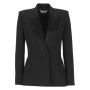 Zwarte Blazer met Peak Revers Elisabetta Franchi , Black , Dames