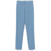 Blauwe Stretch Plooi Broek Le Tricot Perugia , Blue , Dames