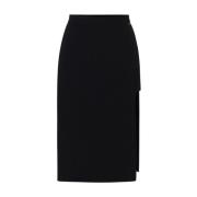 Zwarte Midi Rok Stretch Crêpe Elisabetta Franchi , Black , Dames