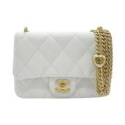 Pre-owned Leather chanel-bags Chanel Vintage , White , Dames