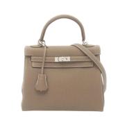 Pre-owned Leather handbags Hermès Vintage , Gray , Dames