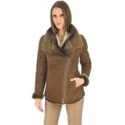 Toscaanse Lam Kort Shearling Jas La Canadienne , Brown , Dames