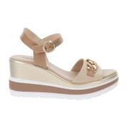 Leren Zomer Sandalen Stijlvol Comfort Nerogiardini , Beige , Dames