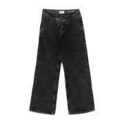 Zwarte Denim Wijde Pijp Jeans Amish , Black , Dames