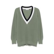 Groene Chevron Gebreide Gestreepte Trui Le Tricot Perugia , Green , Da...