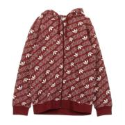 Burgundy Monogram Zip Hoodie Adidas , Red , Heren