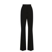 High-Waist Broek met Plooien Dolce & Gabbana , Black , Dames