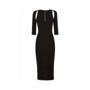 Zwarte Midi Jurk met Cut-Outs Dolce & Gabbana , Black , Dames