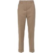 Bruine Wolmix Slim Fit Broek Peserico , Brown , Dames