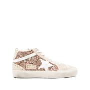 Beige Glitter Witte Ster Sneakers Golden Goose , Beige , Dames