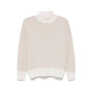 Beige Metallic Thread Turtleneck Jumper Peserico , Beige , Dames