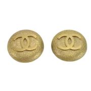 Pre-owned Metal earrings Chanel Vintage , Yellow , Dames