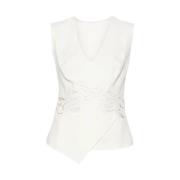 Witte Kant Blouse met V-hals Ermanno Scervino , White , Dames