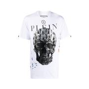 Schedel T-shirt met Kristallen Philipp Plein , White , Heren